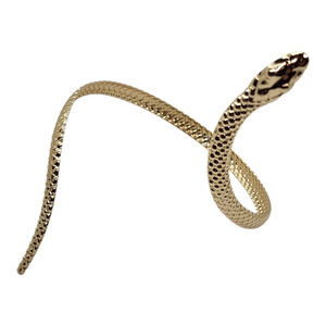 Gold Tone Snake Arm WrapCuff Bracelet Bangle Adjustable Textured Chunky 12"